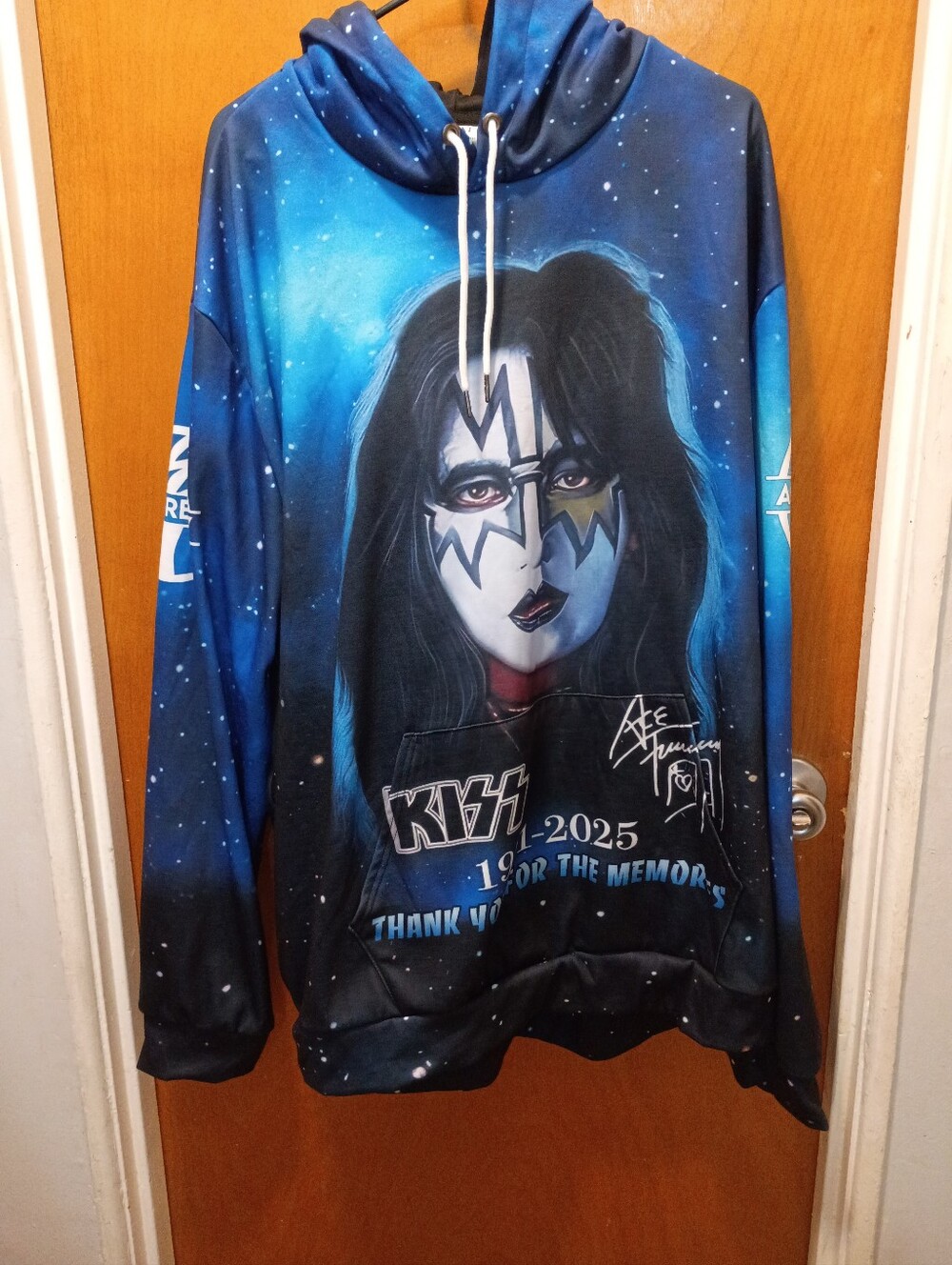 Kiss Blue and Black Ace Frehley Face Paint Hoodie
